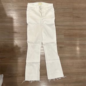 Mother Hustler Ankle Fray in White